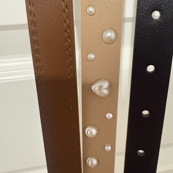 NWT Set of 3 Madden Girl Women's Black, Brown, and Tan Pearl Belts - Picture 4 of 4